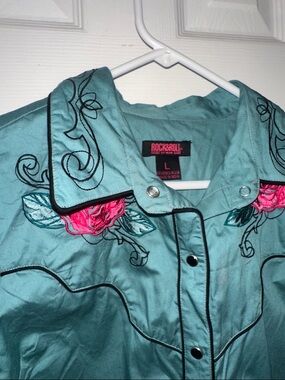 Rock & Roll Denim Fringe Pearl Snap Western Shirt